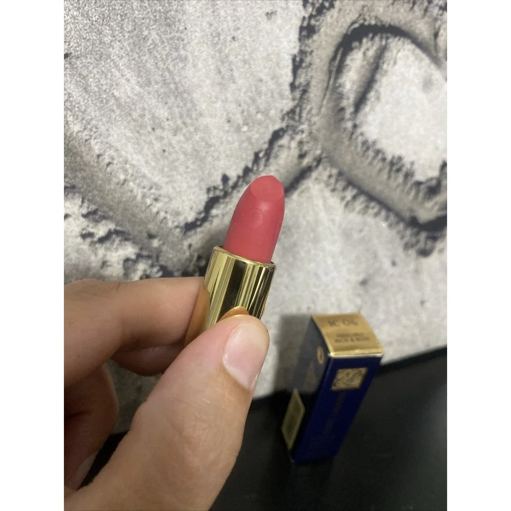 ESTEE LAUDER Lipstick IC 06 Indelibly Rich & Rosy Gold Ribbed Tube Rare!!! New